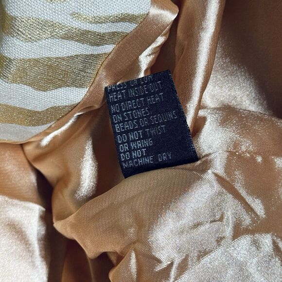 Berek Women's Jacket Gold Metallic Accent Zebra Print 1/2 Sleeve Linen Blend S - Picture 6 of 6